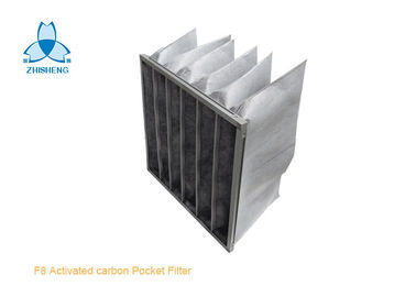 F8 à charbon actif et type rigide en aluminium du cadre V de filtre à air de médias de fibre synthétique