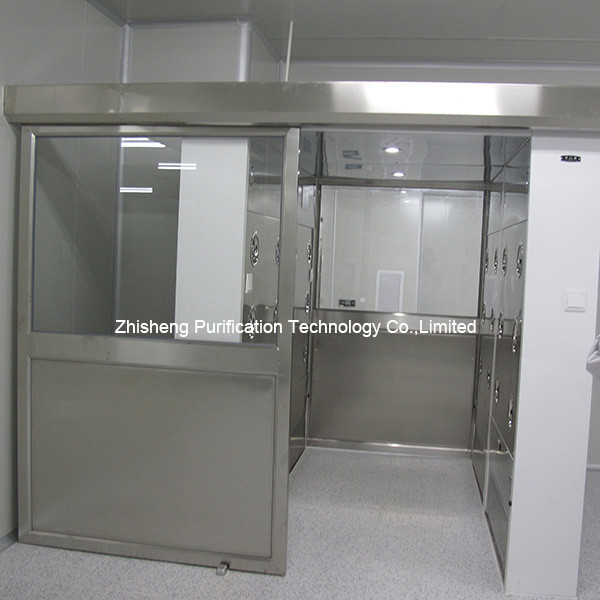 Tunnel automatique de douche d'air de 304 portes coulissantes d'acier inoxydable de feuille simple pour des matériaux dans la chambre propre 0