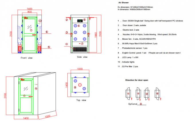 Les portes d'oscillation simples de feuille nettoient la douche d'air de pièce pour un soufflement de côté de la personne 2 0