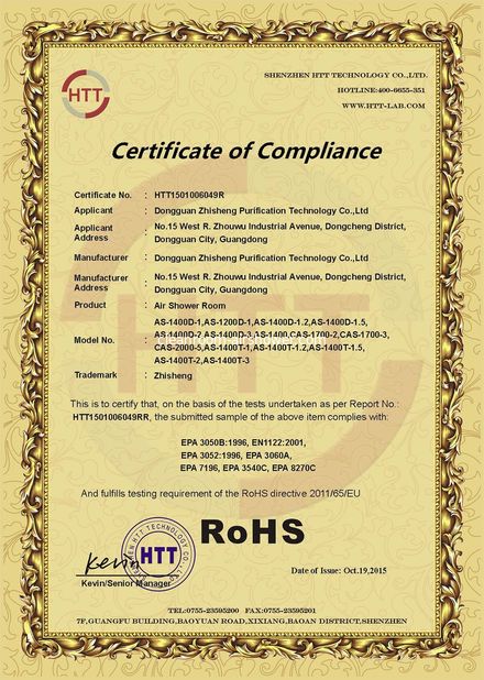 Chine Zhisheng Purification Technology Co., Limited Certifications