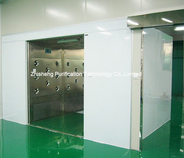 Tunnel automatique de douche d'air de portes coulissantes d'acier inoxydable de Double-feuille de peau grand pour des matériaux pour la pièce propre de la classe 100 2